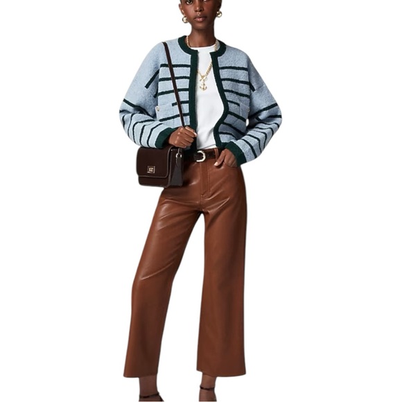 J. Crew Denim - J Crew Faux Leather Slim Wide Leg Pants Womens‎ Size 29 Brown